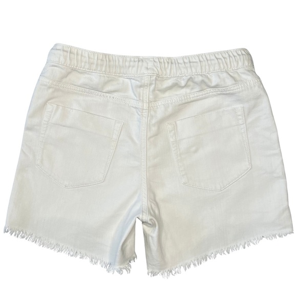 aerie Drawstring Pull On Elastic Waist Frayed Raw Hem Jean Shorts White Small S - Picture 13 of 16